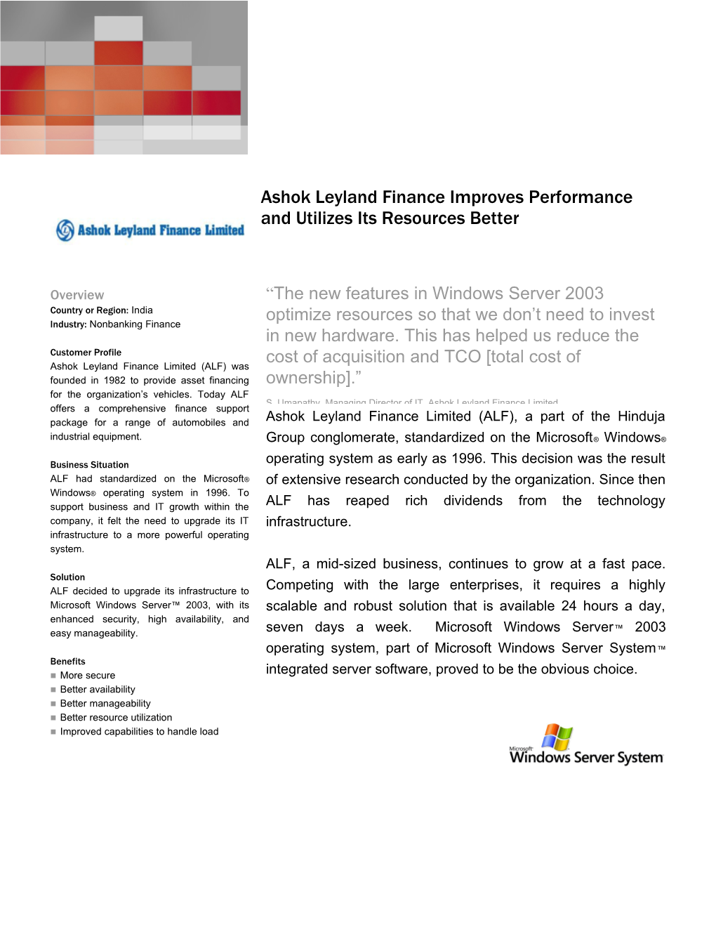 Ashok Leyland Finance Improves Performance and Utilizes Its Resources Better
