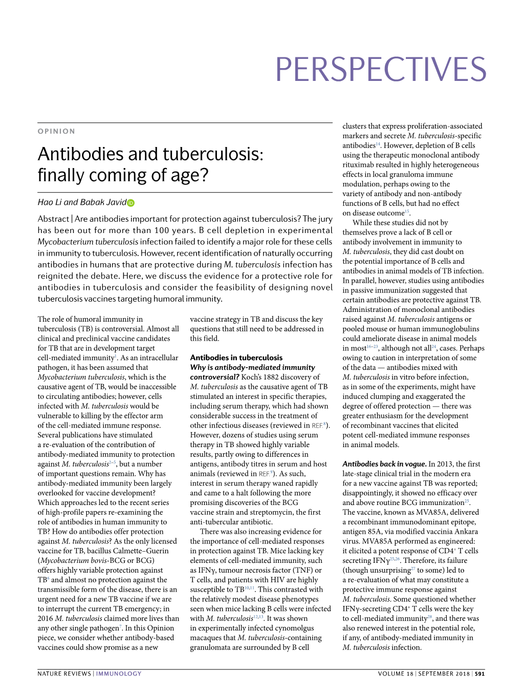 Antibodies and Tuberculosis: Finally Coming of Age?