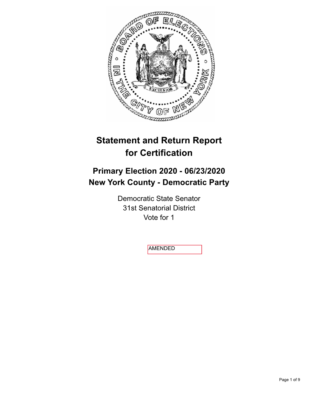 Statement and Return Report for Certification