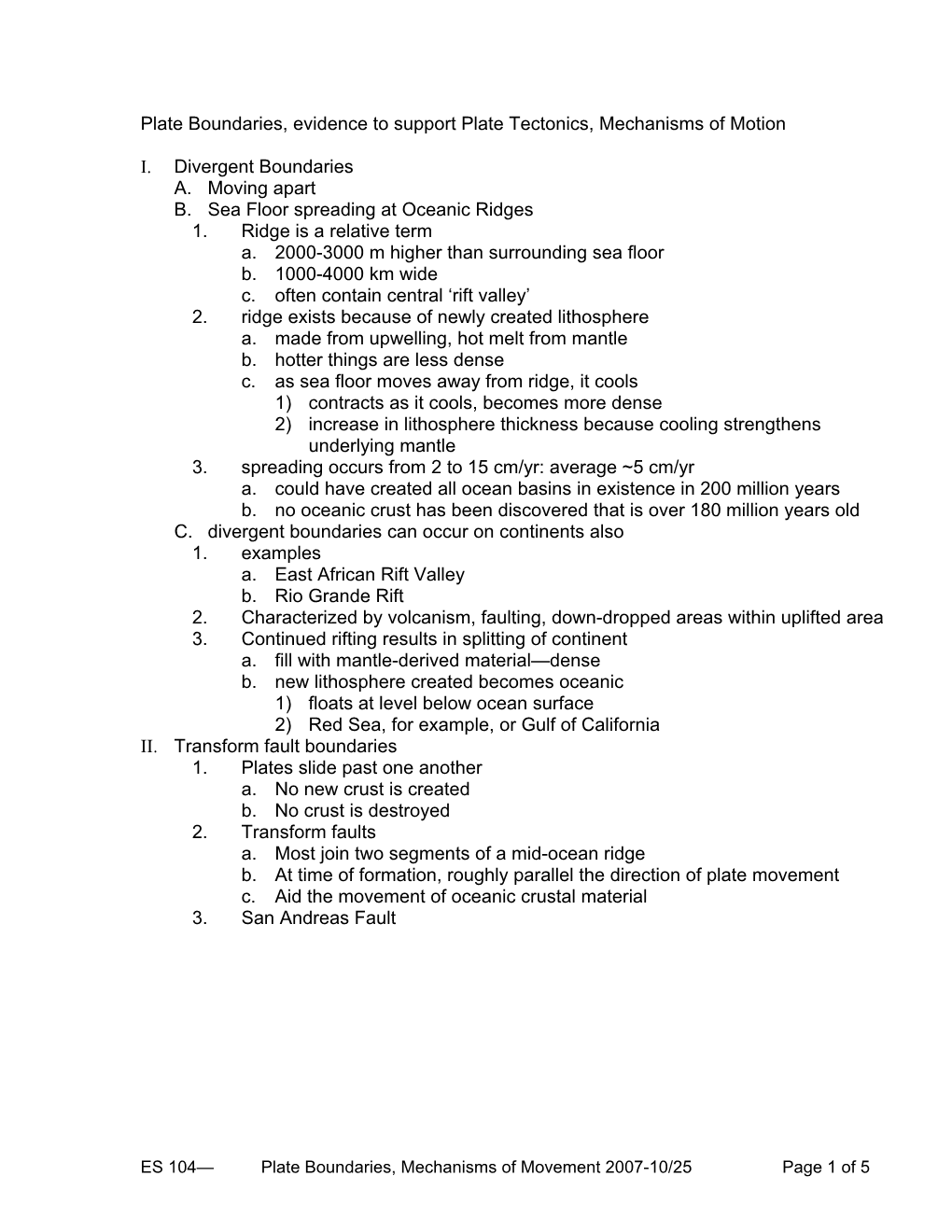 Plate Boundaries, Evidence to Support Plate Tectonics, Mechanisms of Motion