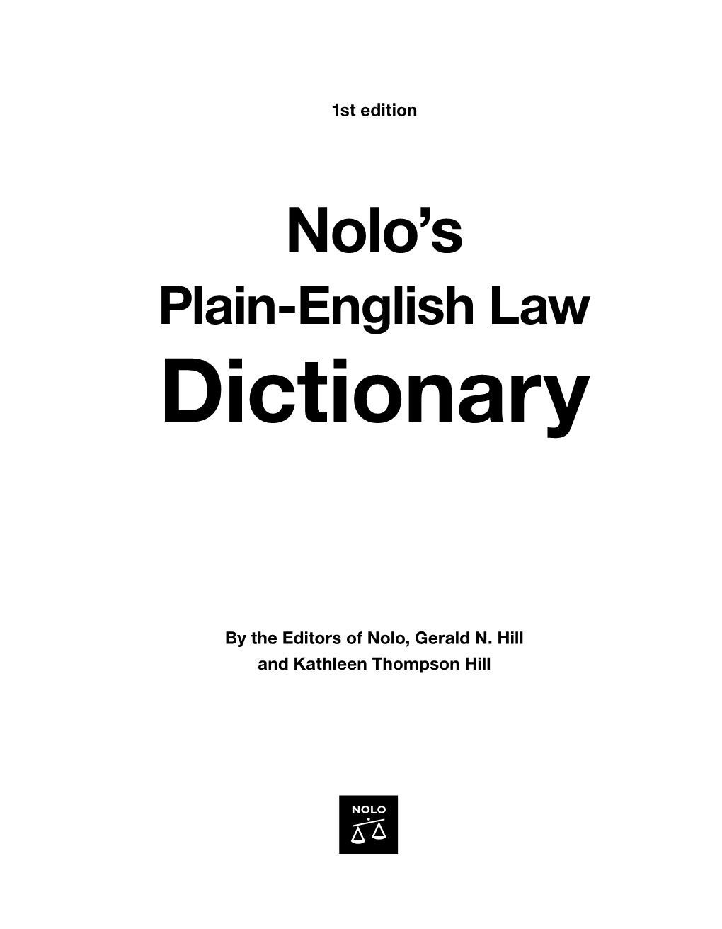 Nolo's Plain-English Law Dictionary