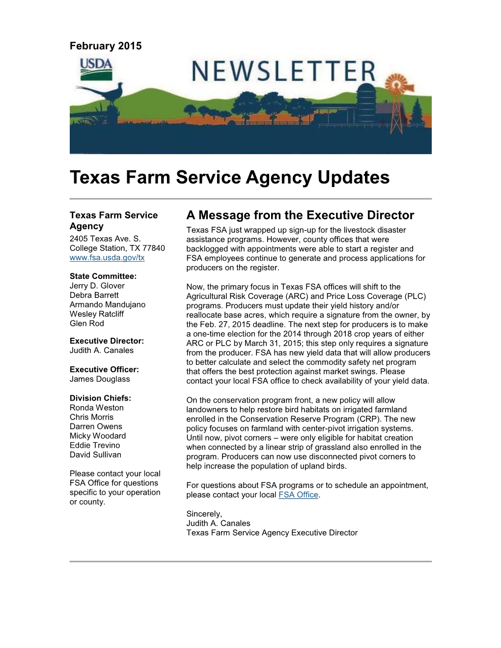 Texas Farm Service Agency Updates