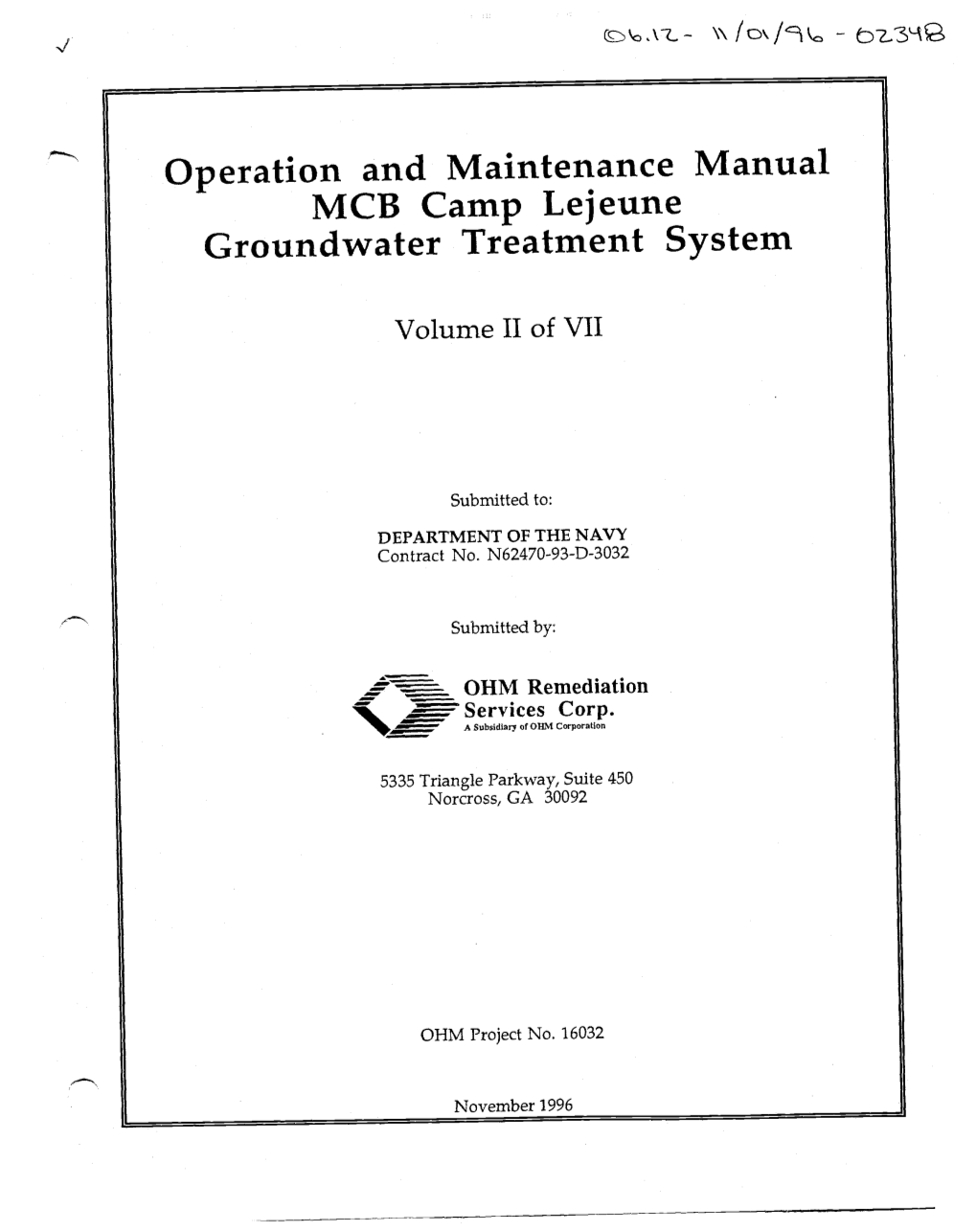 Operation and Maintenance Manual MCB Camp Lejeune Groundwater Treatment System