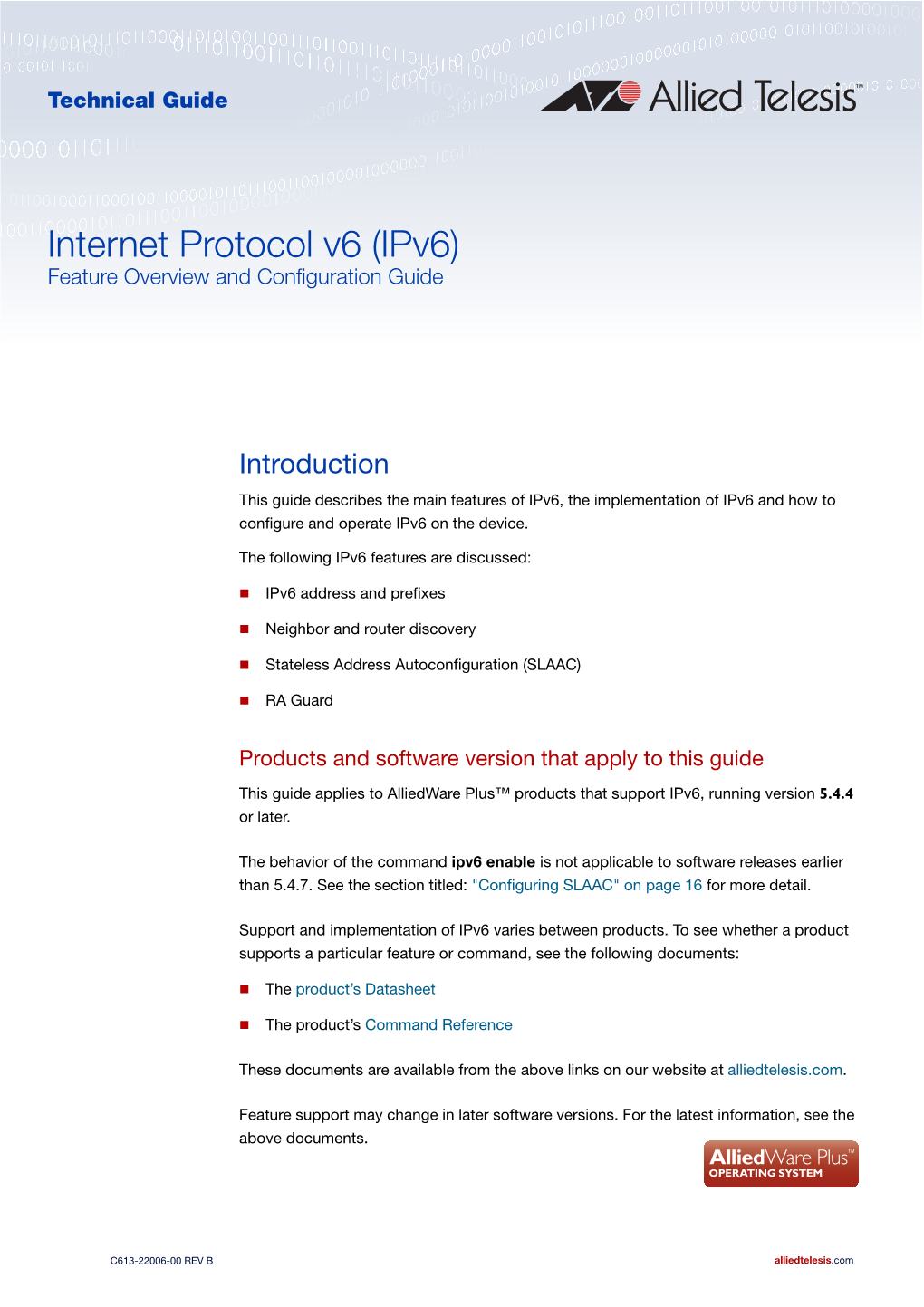 Internet Protocol V6 (Ipv6) Feature Overview and Configuration Guide