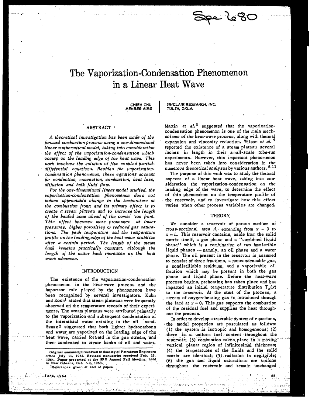 The Vaporization-Condensation Phenomenon in a Linear Heat Wave