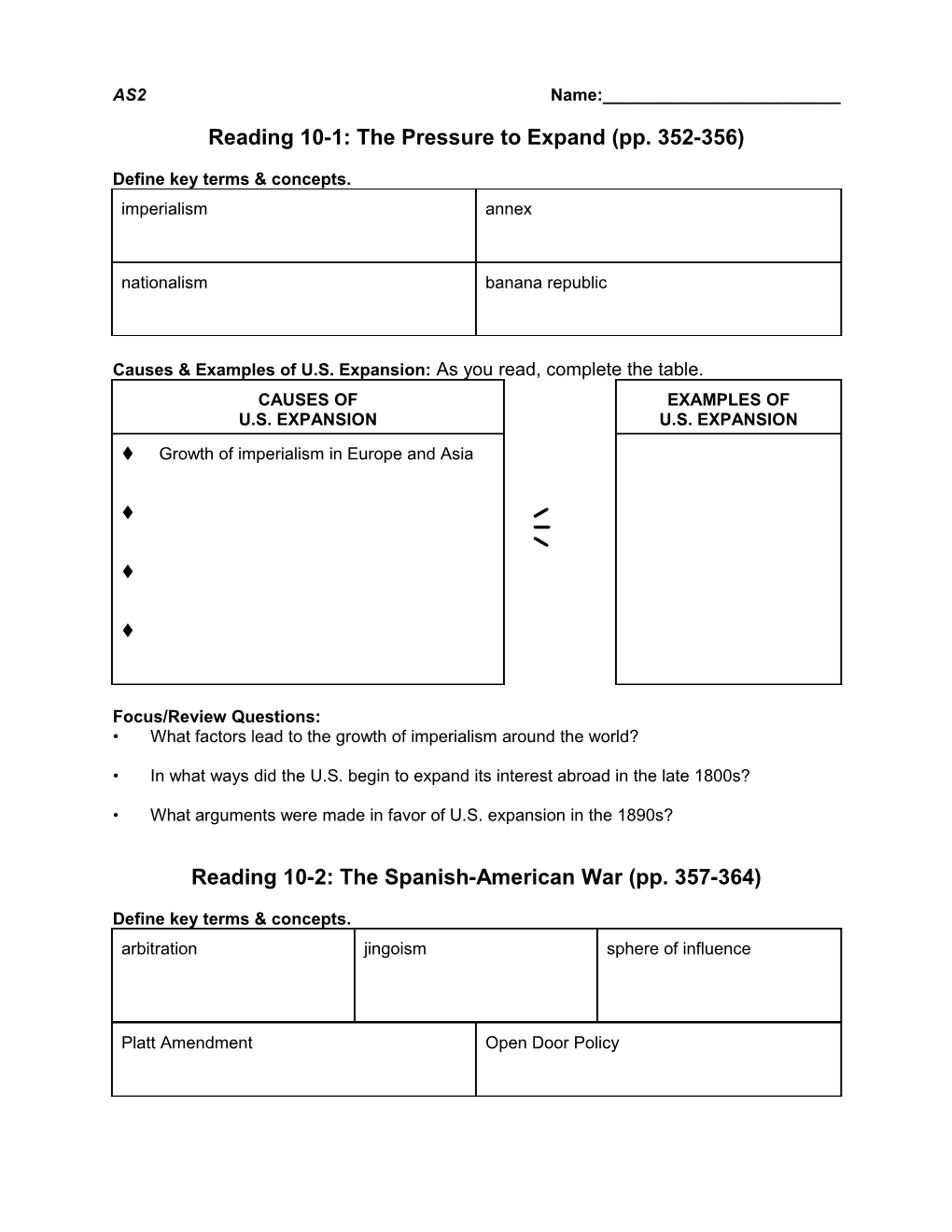 Reading 10-1: the Pressure to Expand (Pp. 352-356)