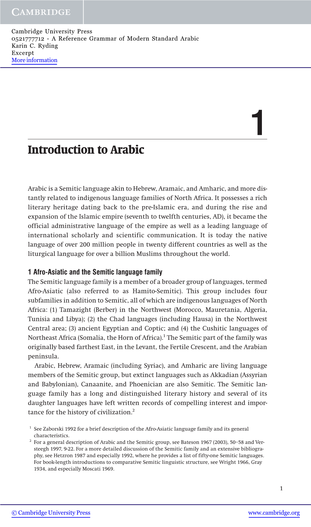 Introduction to Arabic