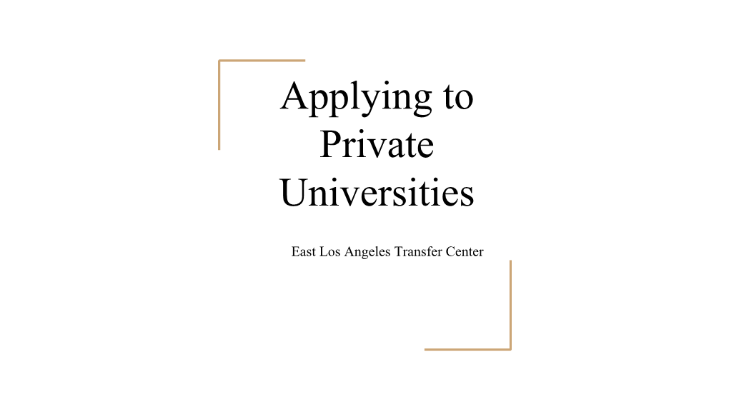 Applying to Private Universities