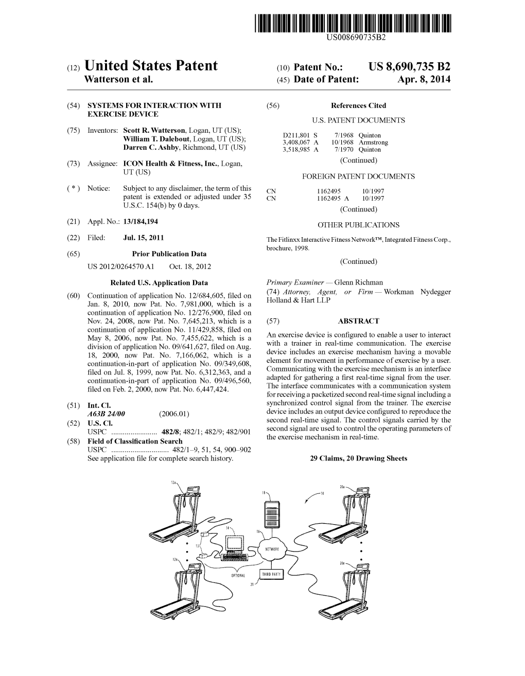 (12) United States Patent (10) Patent No.: US 8,690,735 B2 Watterson Et Al