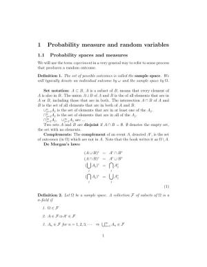 1 Probability Measure and Random Variables