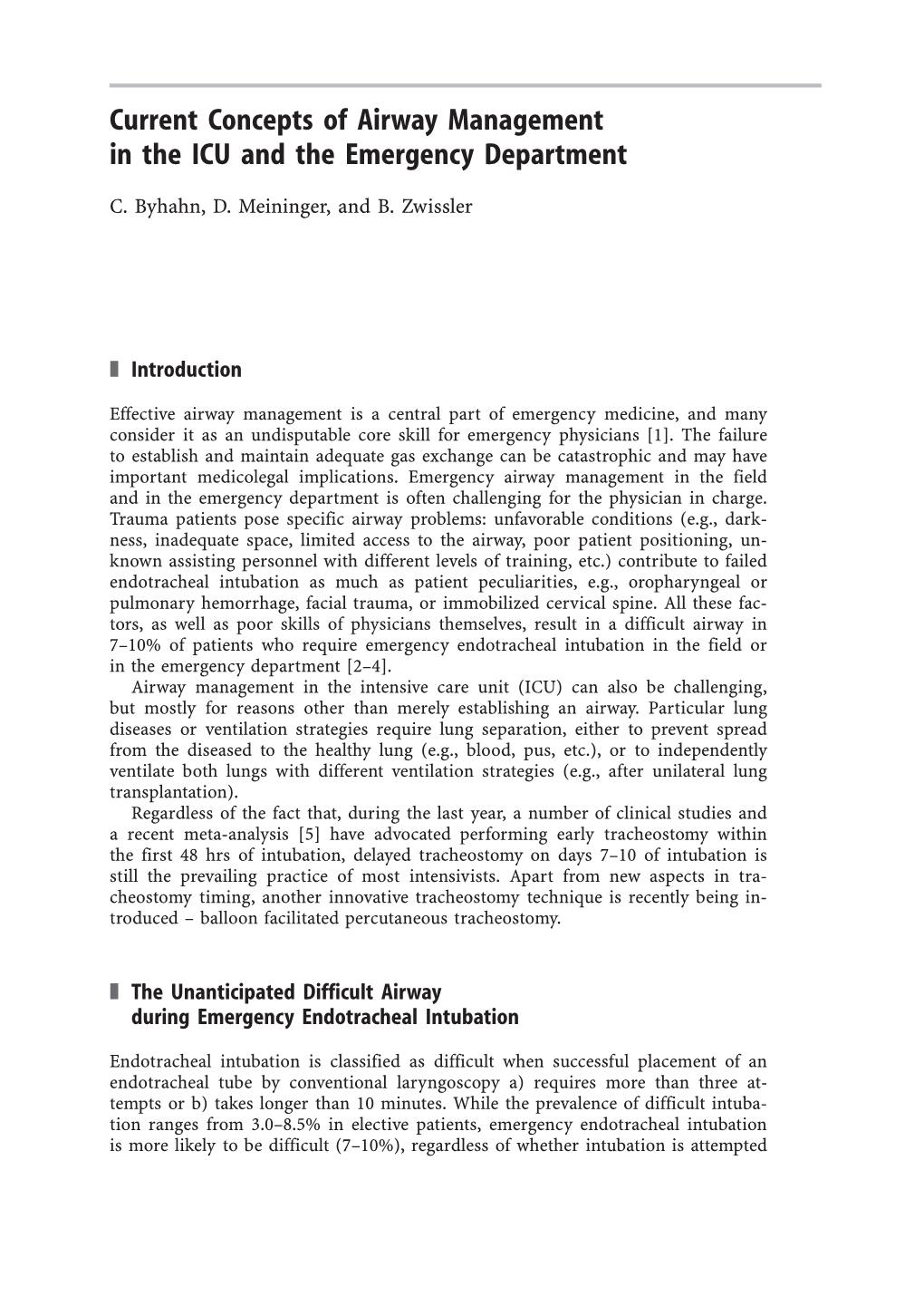 Current Concepts of Airway Management in the ICU and the Emergency Department