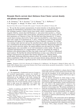 Dynamic Harris Current Sheet Thickness from Cluster Current Density and Plasma Measurements S