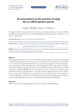 A Commentary on the Practice of Using the So-Called Typeless Species