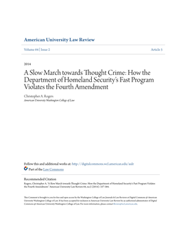 How the Department of Homeland Security's Fast Program Violates the Fourth Amendment Christopher A