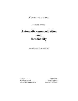 Automatic Summarization and Readability