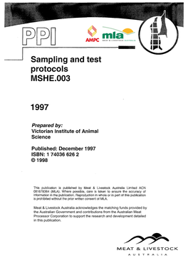 Sampling and Test Protocols MSHE.003 1997
