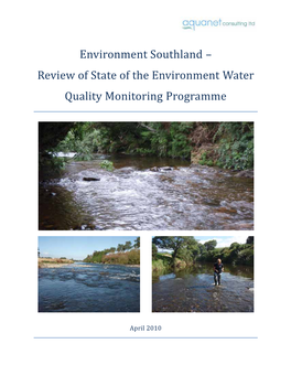 Environment Southland – Review of State of the Environment Water Quality Monitoring Programme