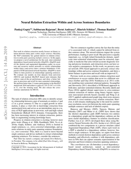 Neural Relation Extraction Within and Across Sentence Boundaries