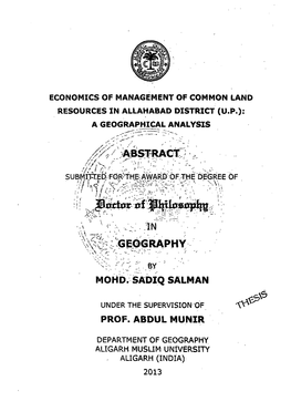 Geography- Mohd.= Sadiq Salman Prof. Abdul Munir