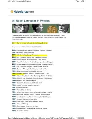 Nobel Laureates in Physics Page 1 of 4