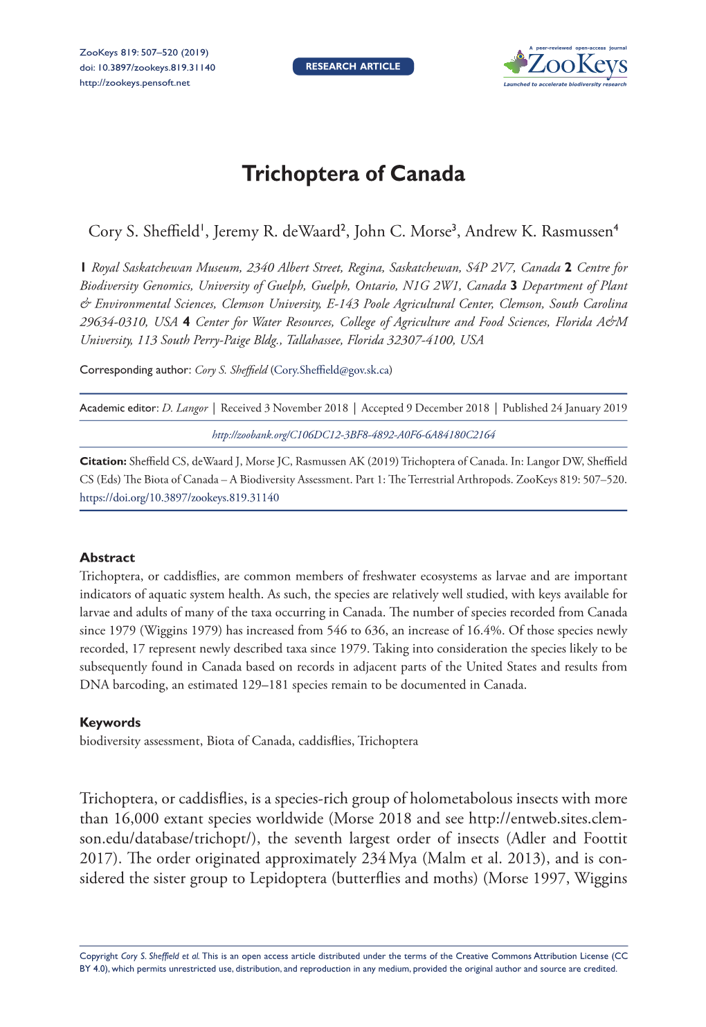 ﻿Trichoptera of Canada