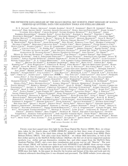 Arxiv:1812.02759V2 [Astro-Ph.IM] 10 Dec 2018 Abstract Twenty Years Have Passed Since ﬁrst Light for the Sloan Digital Sky Survey (SDSS)