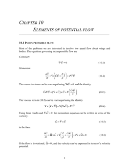 Chapter 10 Elements of Potential Flow ( )