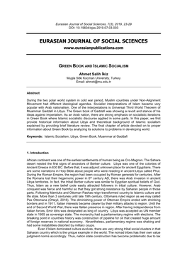 Eurasian Journal of Social Sciences, 7(3), 2019, 23-29 DOI: 10.15604/Ejss.2019.07.03.003