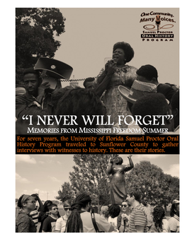 “I Never Will Forget” Memories from Mississippi Freedom Summer