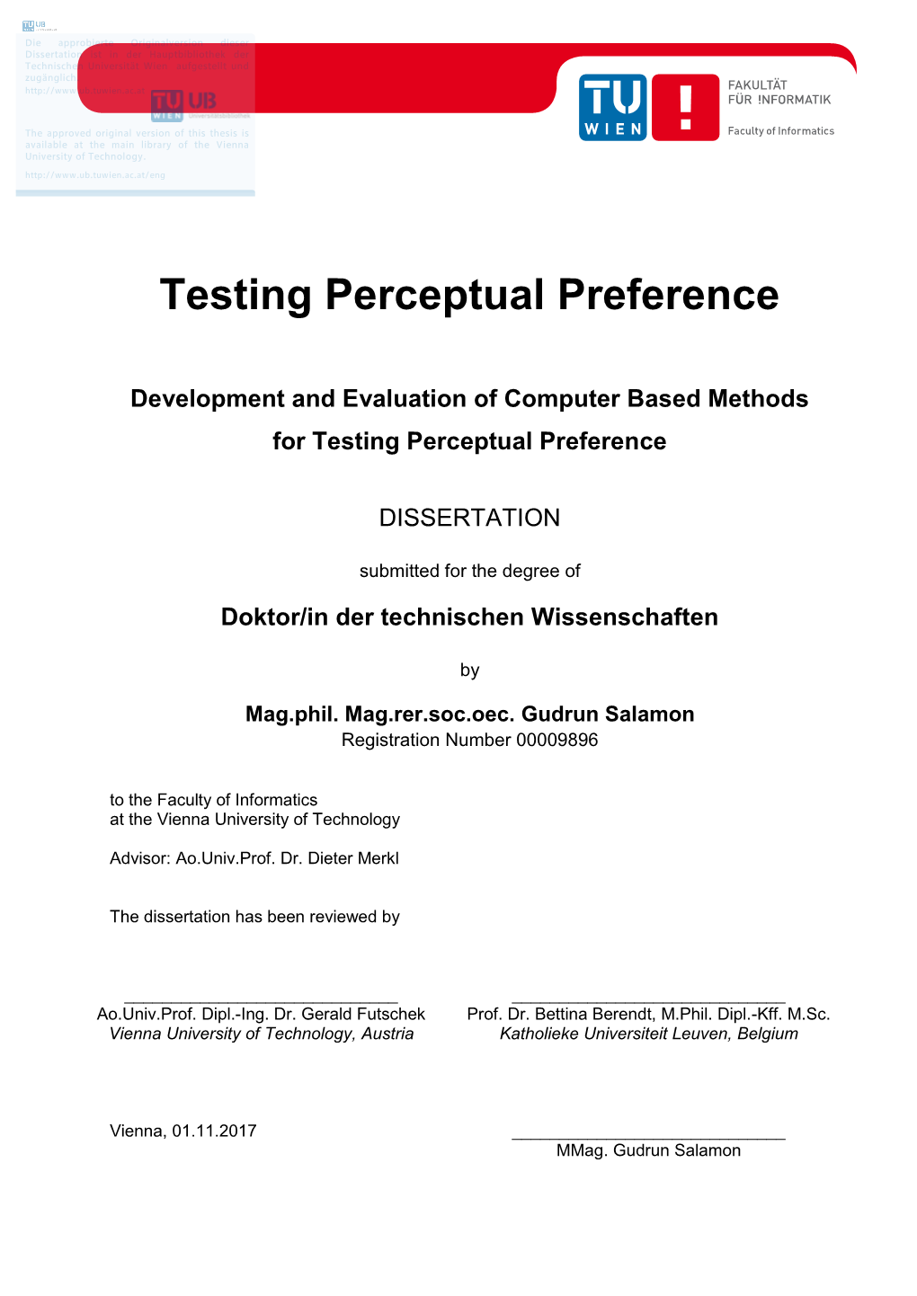 Testing Perceptual Preference