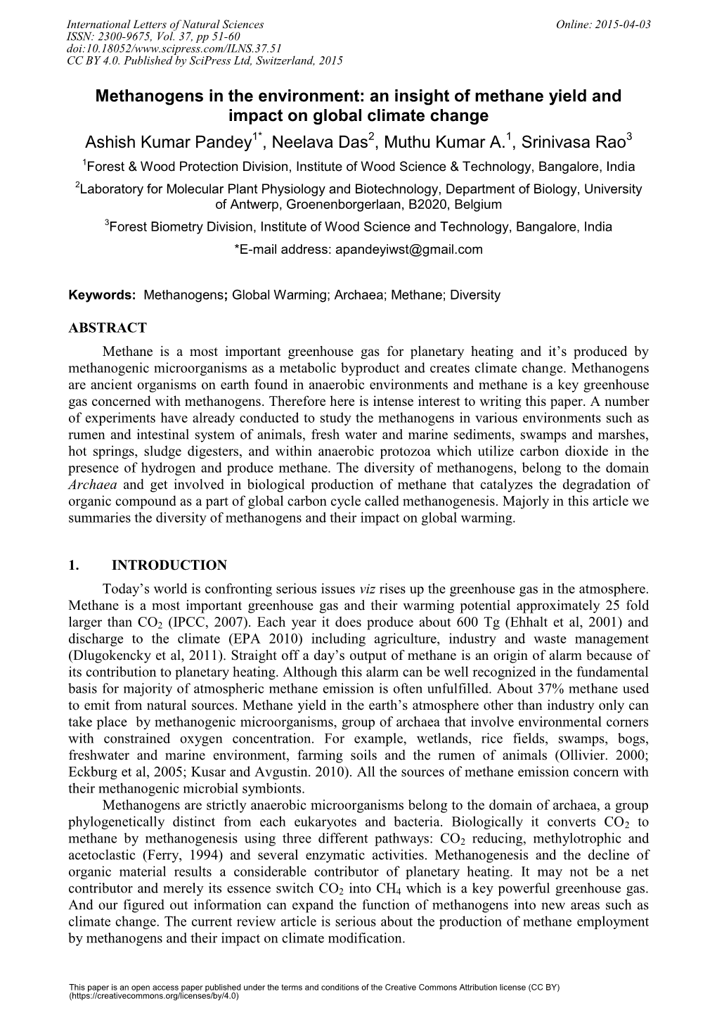 Methanogens in the Environment: an Insight of Methane Yield and Impact on Global Climate Change