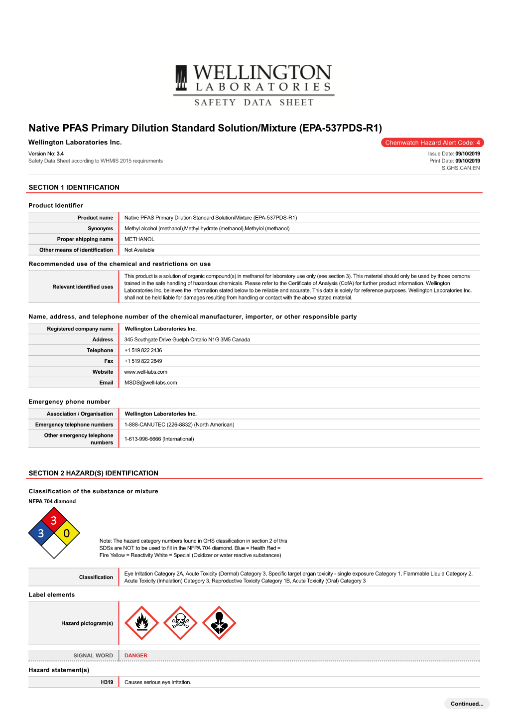 Native PFAS Primary Dilution Standard Solution/Mixture (EPA-537PDS-R1)