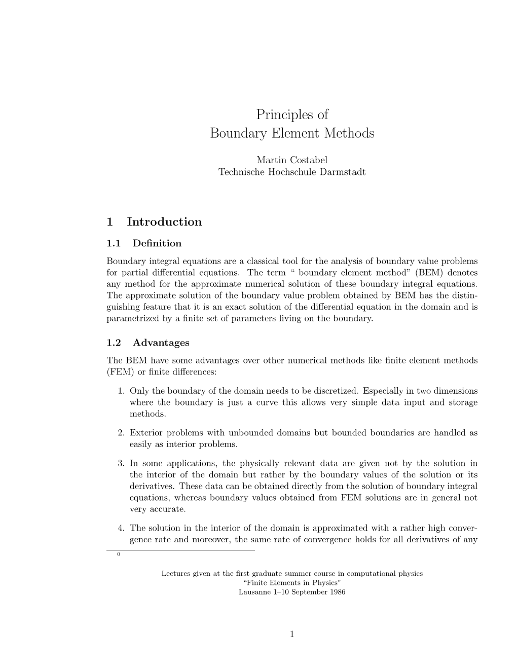 Principles of Boundary Element Methods