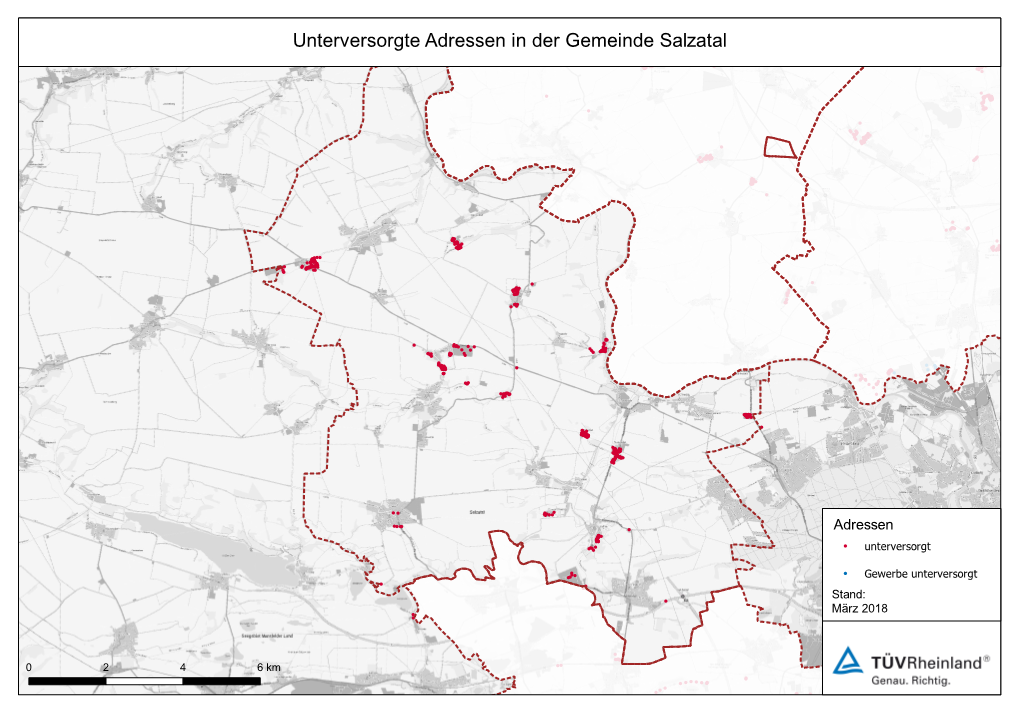 Unterversorgte Adressen in Der Gemeinde Salzatal