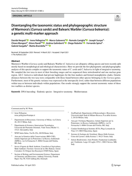 (Curruca Sarda) and Balearic Warbler (Curruca Balearica): a Genetic Multi‑Marker Approach