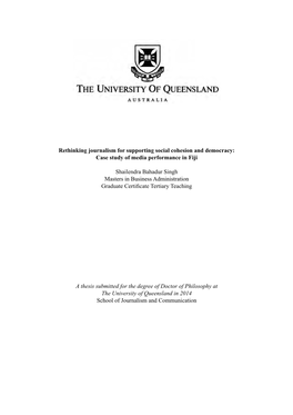 Rethinking Journalism for Supporting Social Cohesion and Democracy: Case Study of Media Performance in Fiji