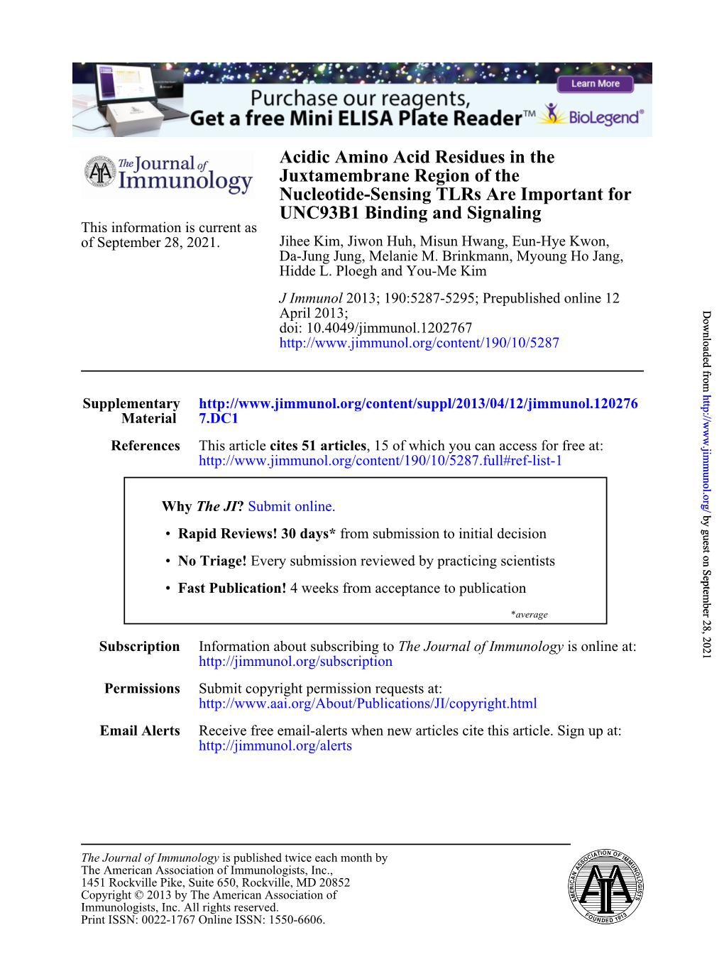 UNC93B1 Binding and Signaling Nucleotide-Sensing Tlrs Are