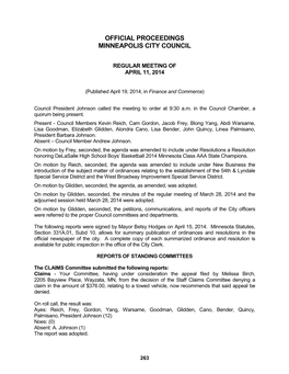 Official Proceedings Minneapolis City Council