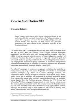 Victorian State Election 2002