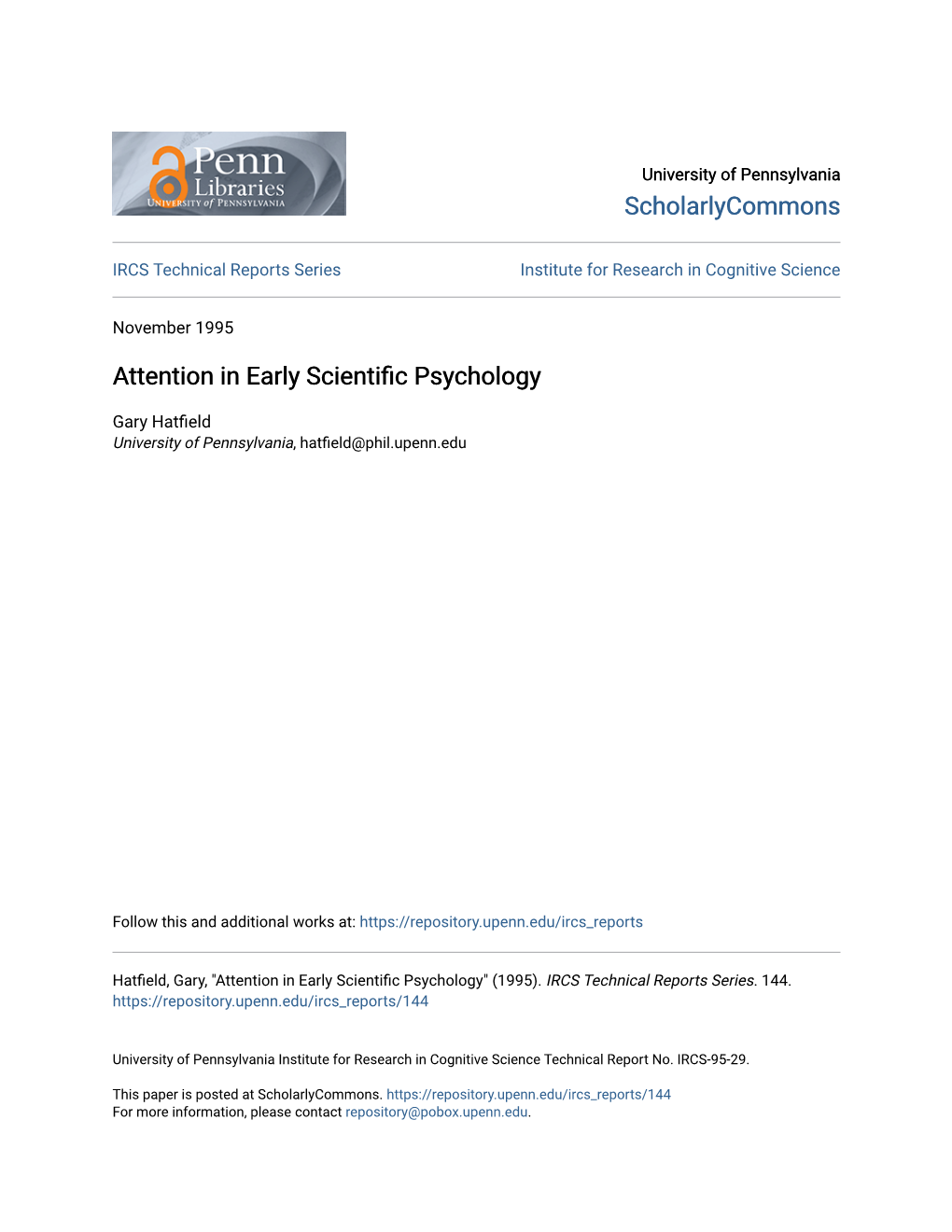 Attention in Early Scientific Psychology
