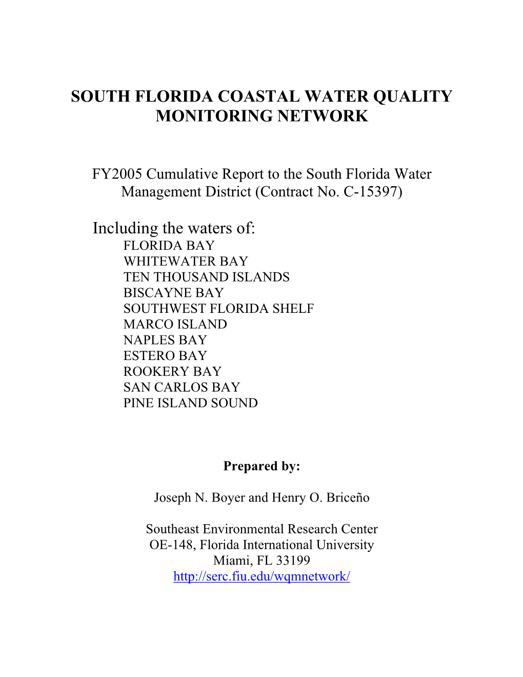 FY2005 Annual Report of the Coastal Water Quality Monitoring Network