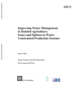 Improving Water Management in Rainfed Agriculture: Issues and Options in Water