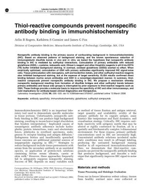 Thiol-Reactive Compounds Prevent Nonspecific Antibody Binding in Immunohistochemistry