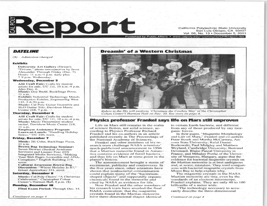 December 5, 2001 Cal Poly Report