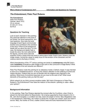 The Entombment, Peter Paul Rubens