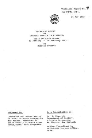 Technical Report No. &lt;£' for PE/Kl.5/T-L 25 May 1982