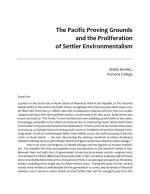 The Pacific Proving Grounds and the Proliferation of Settler Environmentalism