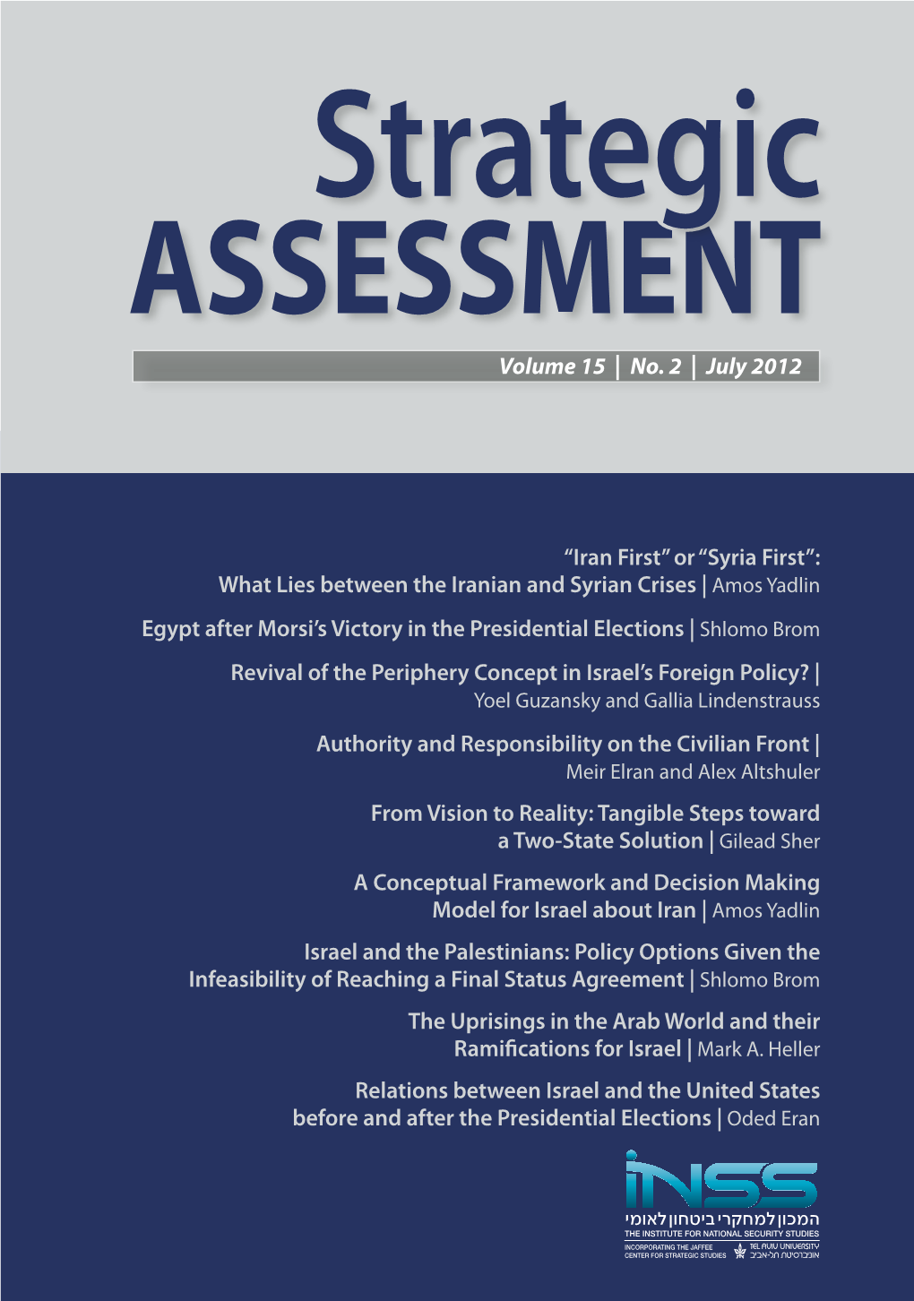 Strategic Assessment Vol 15, No 2