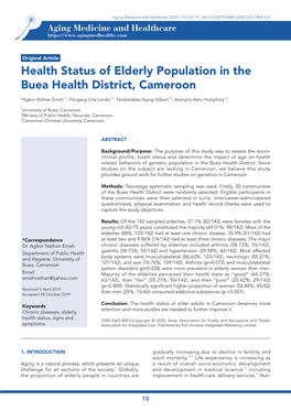 Health Status of Elderly Population in the Buea Health District, Cameroon
