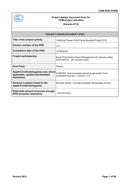 CDM-PDD-FORM Version 06.0 Page 1 of 60 Project Design Document Form for CDM Project Activities